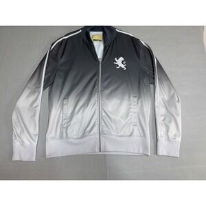 Express Mens Ombre Track Jacket Black Grey Lion Logo Full Zip Stripe Sleeve L